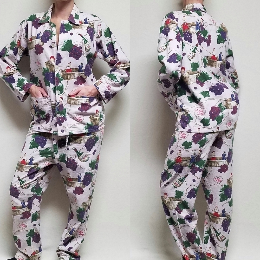 RARE Vintage Nick & Nora I Love Lucy Italian Movie Cotton Flannel Pajama Set Sm